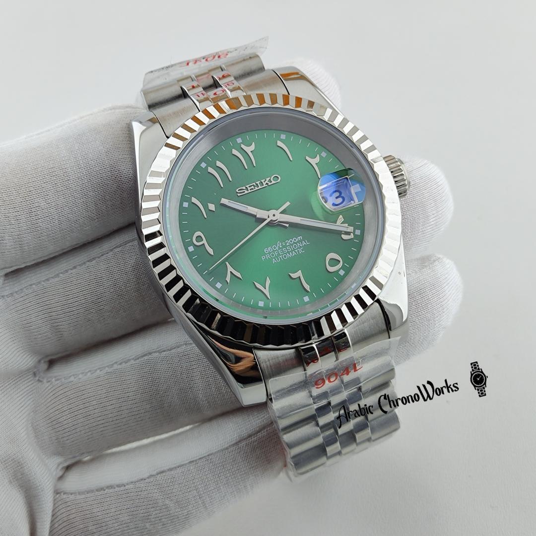 Green Arabic Dial Day Date Mod