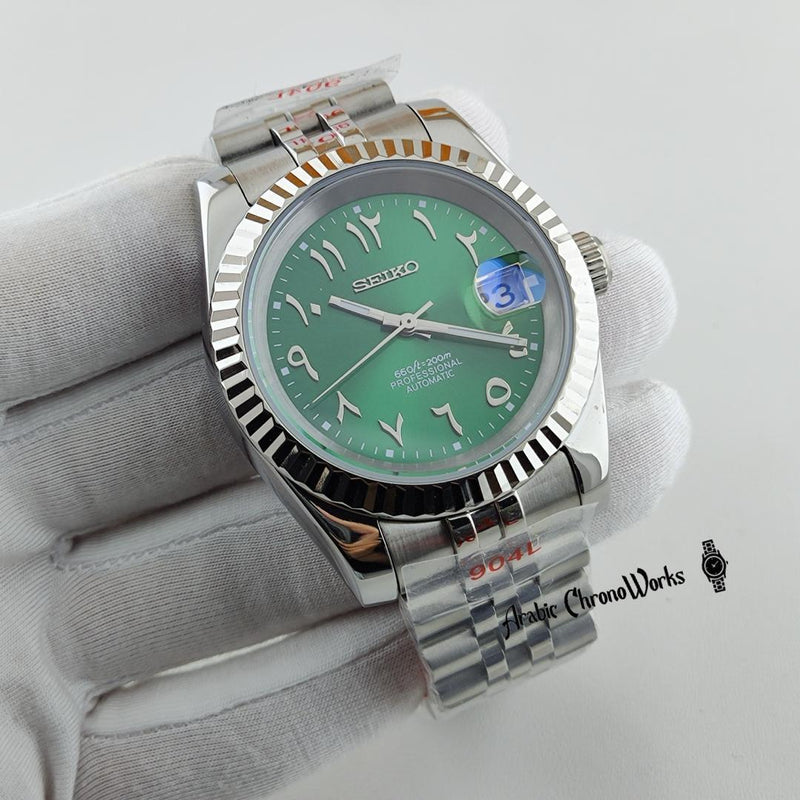 Green Arabic Dial Day Date Mod
